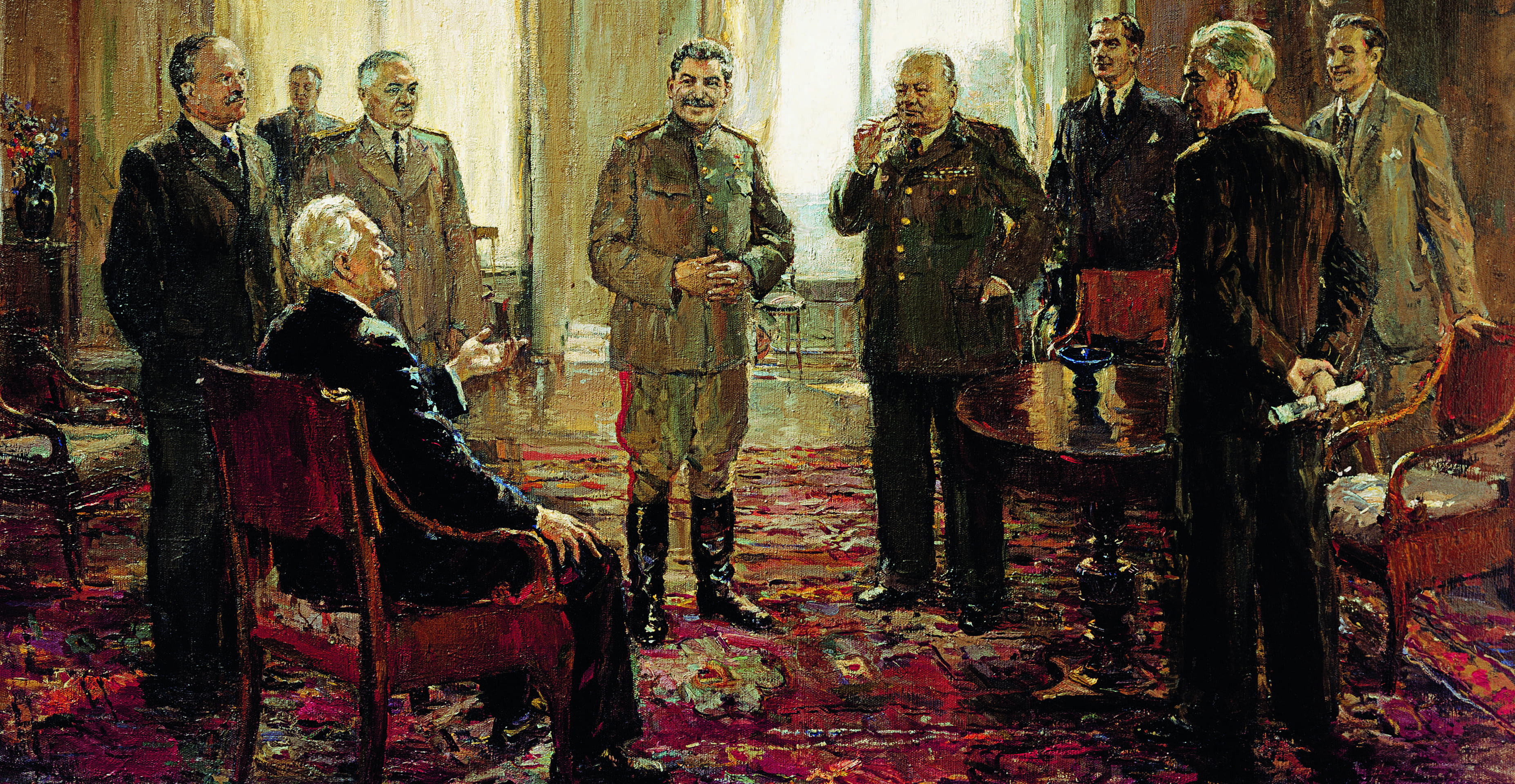 Д. А. Налбандян На Крымской конференции 1945 Холст, масло. 74,5 × 120,0 см ГРМ Д. А. Налбандян На Крымской конференции 1945 Холст, масло. 74,5 × 120,0 см ГРМ