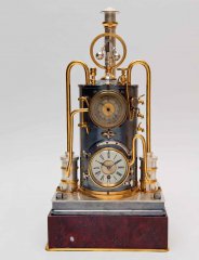 Часы «Паровой котел» с барометром Франция. Около 1890