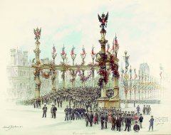 Торжества в честь императора Николая II в Париже на площади Отель-де- Виль. 1896