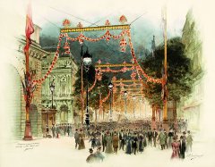 Иллюминация Больших бульваров в Париже в честь  императора Николая II. 1896